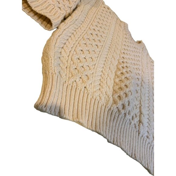 One Size British Wool Adult Unisex Cream Cable Knit 100% Wool - Picture 7 of 7